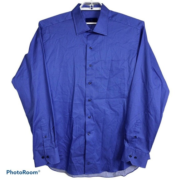 🔥 David Donahue Zigzag Striped Long Sleeve Shirt 🔥sale - Picture 1 of 8